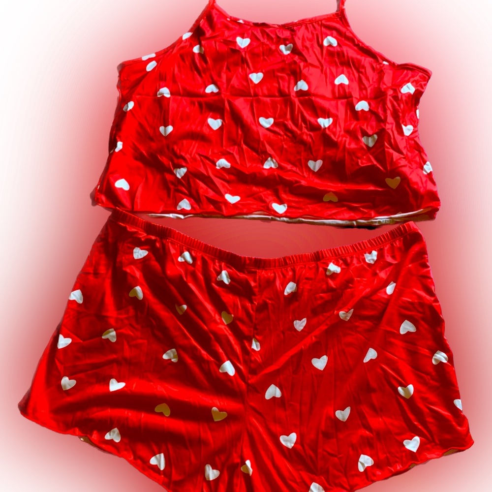 Hearts Crop Top PJ Shorts Set